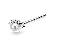 Half Flower Shaped Silver Straight Nose Stud NSKA-857